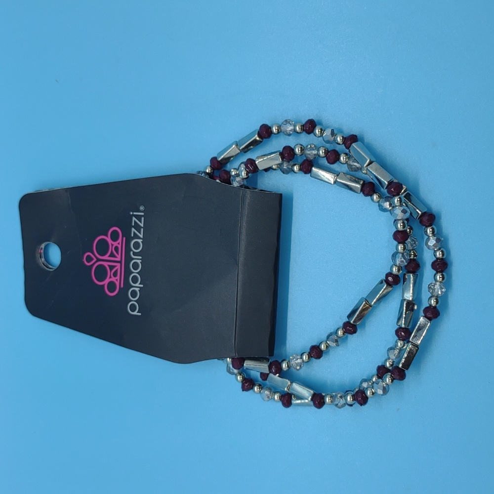 Paparazzi 3 Piece Purple and Silver Bracelet